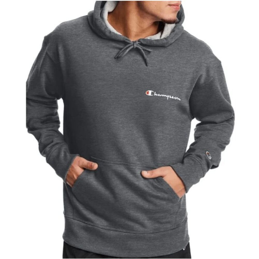 Champion Men's Fleece Pullover Drawstring Hoodie‎ Gray Size Small
